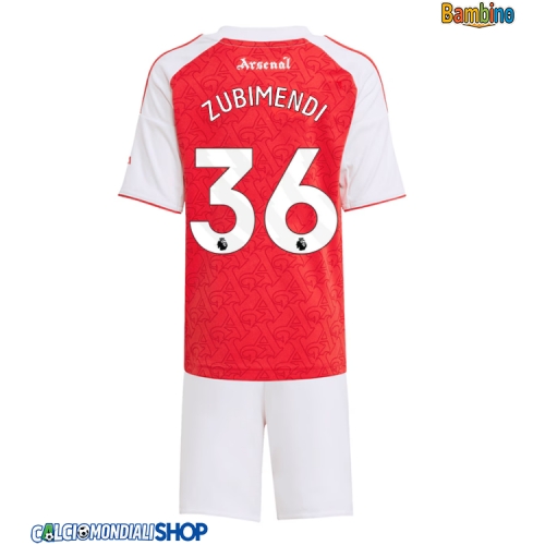 Maglie da calcio Arsenal Martin Zubimendi #36 Prima Maglia Bambino 2025-26 Manica Corta + Pantaloni corti)